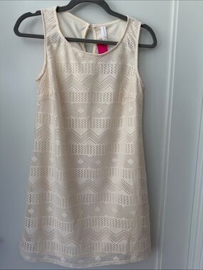 Xhilaration Cream Openwork Chevron Mini Dress